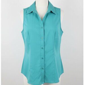 Covington Women's Business Casual teal button down blouse Size Small